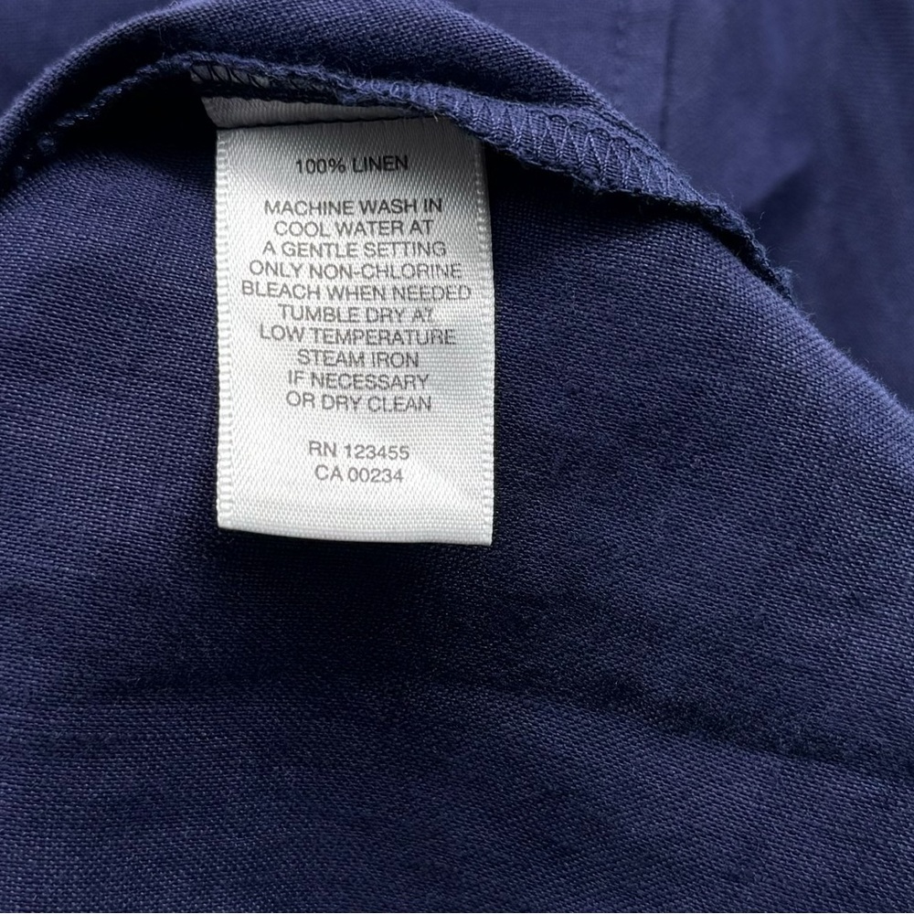 LORD & TAYLOR 100% Linen Navy Women’s Shirt Size: Small/Petite Newly Dry Cleaned - Picture 4 of 5